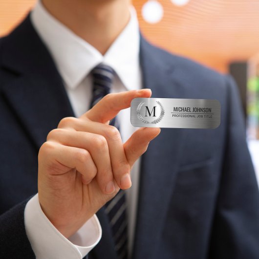 Executive Silber-Metall-Lorbeerkranz-Monogramm Namensschild