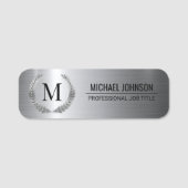 Executive Silber-Metall-Lorbeerkranz-Monogramm Namensschild (Vorderseite)