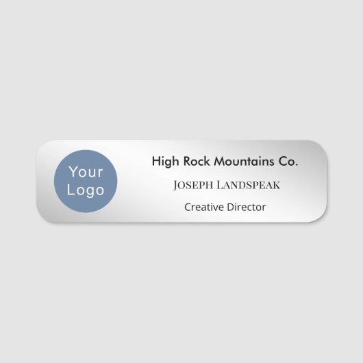 Executive Silver Metallic & Custom Logo  Namensschild (Vorderseite)