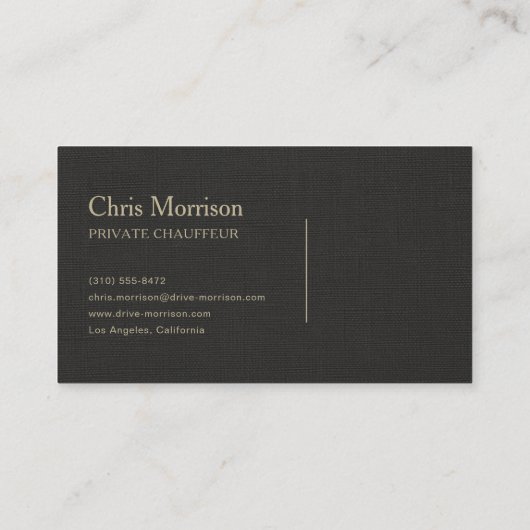Executive Transport Luxury Linen Black & Gold Visitenkarte (Rückseite)