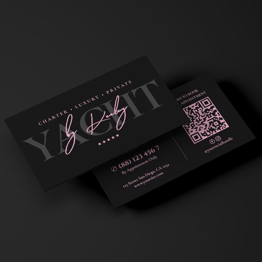 Executive Yacht Charter Minimal Pink Schwarz  Visitenkarte