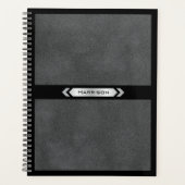 Exekutive Grau Schwarz Minimalistisch Name Profess Planer (Vorderseite)