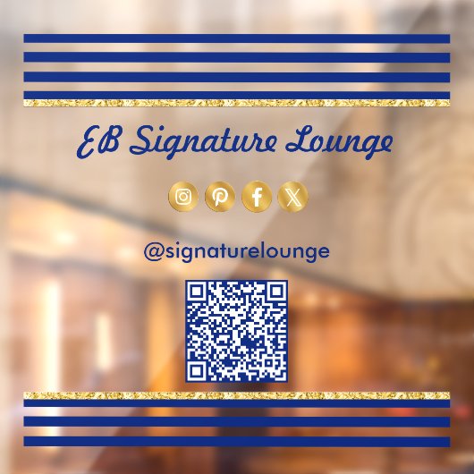 Exekutive Navy Blau Streifen & Gold QR Code Fensteraufkleber (Blatt 2)