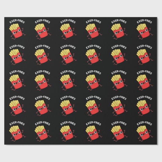 Exer fries Funny Fries Puns Dark BG Geschenkpapier (Flach)