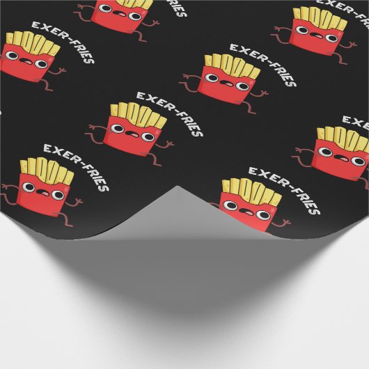 Exer fries Funny Fries Puns Dark BG Geschenkpapier (Ecke)