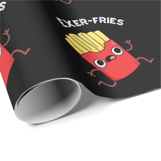 Exer fries Funny Fries Puns Dark BG Geschenkpapier (Rolleneckpunkt)