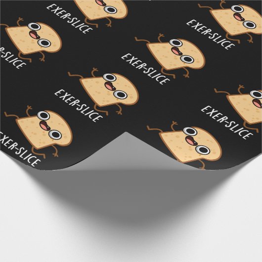 Exer-slice Funny Bread Pun Dark BG Geschenkpapier (Ecke)