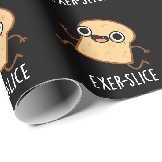 Exer-slice Funny Bread Pun Dark BG Geschenkpapier (Rolleneckpunkt)