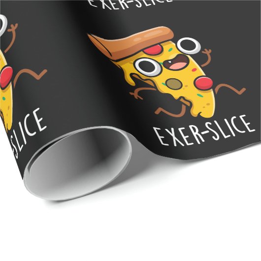 Exer-Slice Funny Pizza Pun Dark BG Geschenkpapier (Rolleneckpunkt)