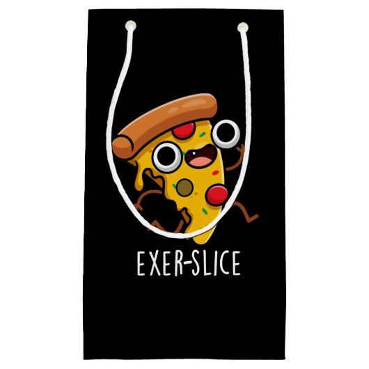 Exer-Slice Funny Pizza Pun Dark BG Kleine Geschenktüte (Vorderseite)