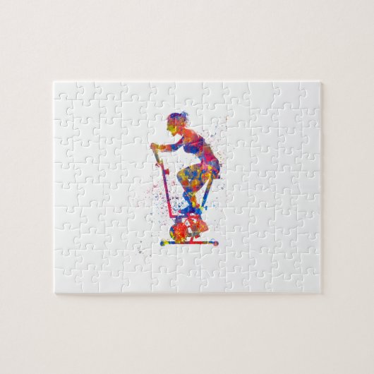 Exercise bike exercise in watercolor puzzle (Horizontal)