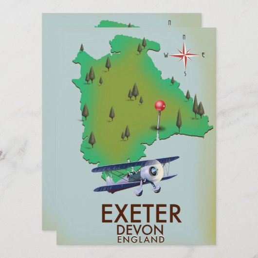 Exeter Devon Vintage Reiseplakat (Vorne/Hinten)