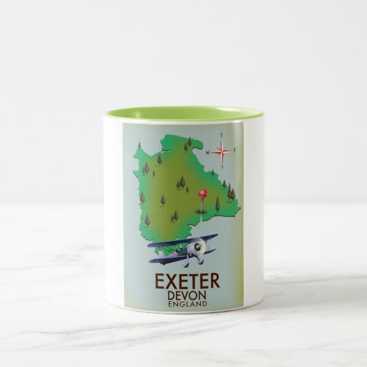 Exeter Devon Vintage Reiseplakat Zweifarbige Tasse (Mittel)