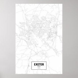 Exeter, England (Schwarzes auf Weiß) Poster