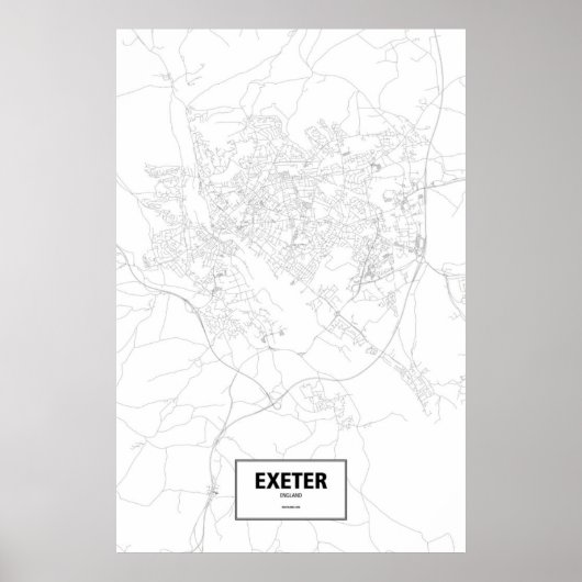 Exeter, England (Schwarzes auf Weiß) Poster (Vorne)