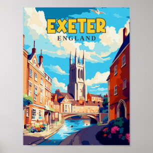 Exeter England Vintage Reise Illustration Poster