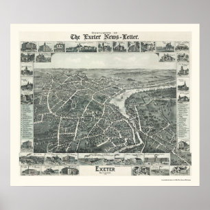 Exeter, NH Panoramic Map - 1896 Poster