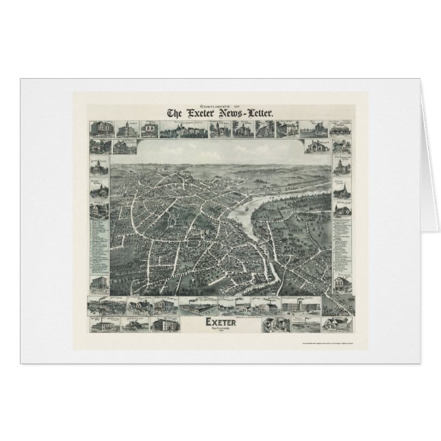 Exeter, panoramische Karte NH - 1896 (Vorderseite (Horizontal))