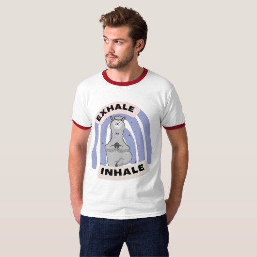 Exhale Inhale Llama Yoga lustig T-Shirt (Vorne ganz)