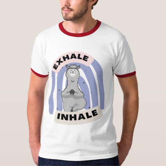 Exhale Inhale Llama Yoga lustig T-Shirt (Vorderseite)