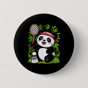 Exhausted Badminton Panda - Funny Niedlich Shuttle Button