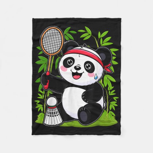 Exhausted Badminton Panda - Funny Niedlich Shuttle Fleecedecke (Vorderseite)