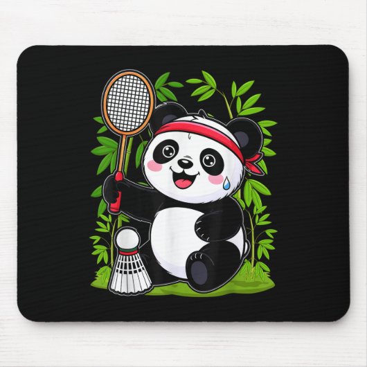 Exhausted Badminton Panda - Funny Niedlich Shuttle Mousepad (Vorne)