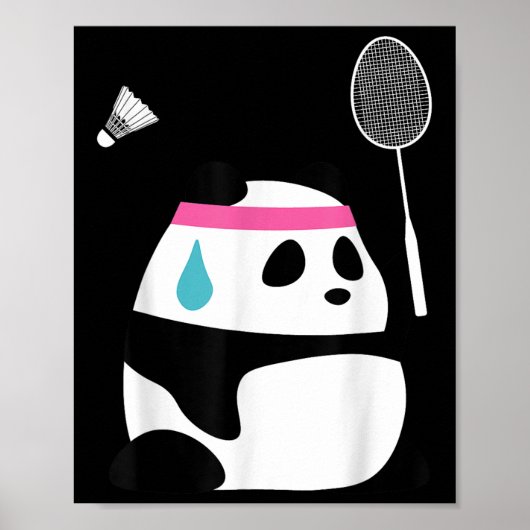 Exhausted Badminton Panda - Funny Niedlich Shuttle Poster (Vorne)