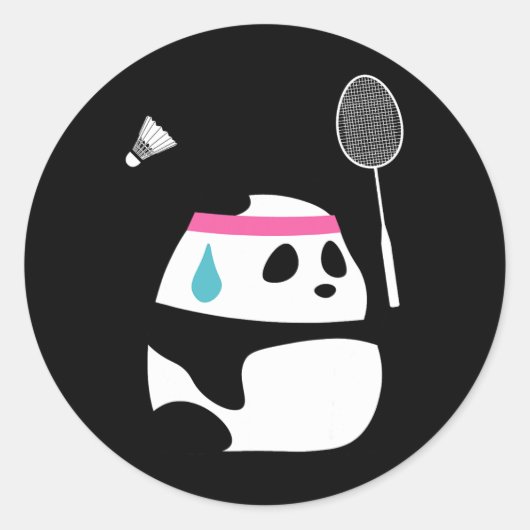 Exhausted Badminton Panda - Funny Niedlich Shuttle Runder Aufkleber (Vorderseite)