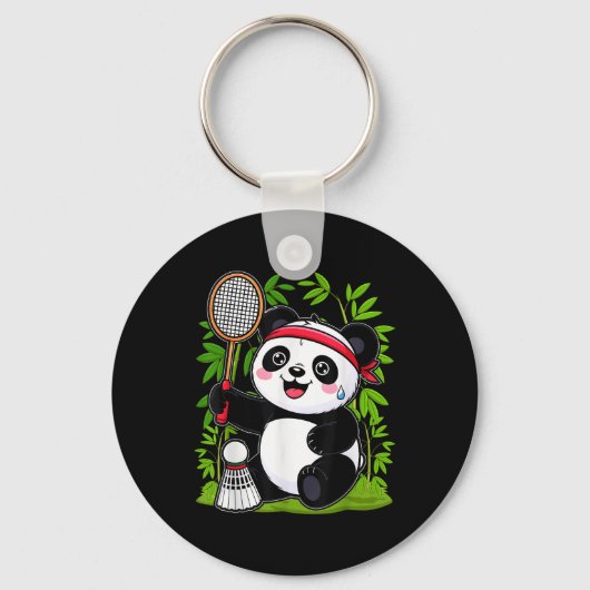 Exhausted Badminton Panda - Funny Niedlich Shuttle Schlüsselanhänger (Vorderseite)