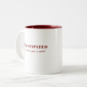 Exhaustipated Funny Definition Tired Life Custom Zweifarbige Tasse (Vorderseite Links)
