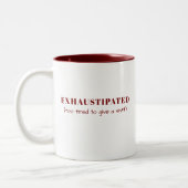 Exhaustipated Funny Definition Tired Life Custom Zweifarbige Tasse (Links)