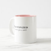 Exhaustipated Funny Definition Tired Life Custom Zweifarbige Tasse (Vorderseite Links)