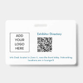 Exhibitor Name Badge QR Black White Custom Logo ID Ausweis (Rückseite)