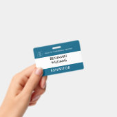 Exhibitor Name Badge QR Black White Custom Logo ID Ausweis (Handheld)