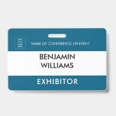 Exhibitor Name Badge QR Black White Custom Logo ID Ausweis (Vorderseite)