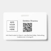 Exhibitor Name Badge QR Black White Custom Logo ID Ausweis (Rückseite)