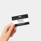 Exhibitor Name Badge QR Black White Custom Logo ID Ausweis (Handheld)