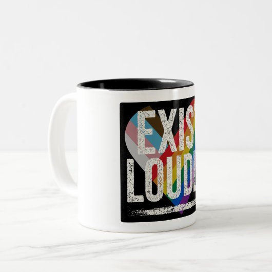 Exist Loudly Pride Regenbogen Statement Tasse (Vorderseite Links)