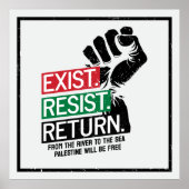 Exist Resist Rückkehr Palästina wird frei sein Poster (Vorne)
