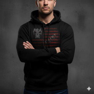 EXIST Schädel- US-Flagge Schwarz Hoodie