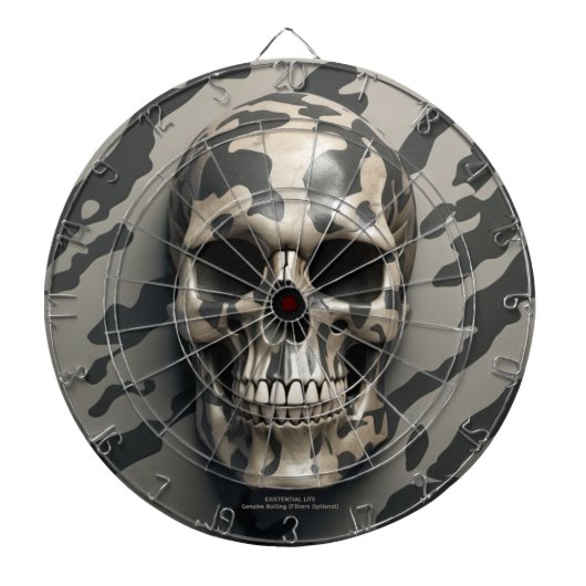 EXISTENTIAL LITE Memento Mori Camouflage Skull Dartscheibe (vorne)