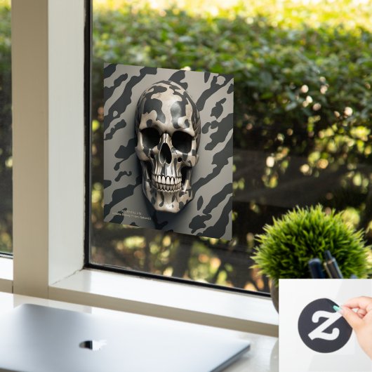 EXISTENTIAL LITE Memento Mori Camouflage Skull Fensteraufkleber (Büro)