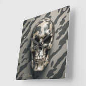 EXISTENTIAL LITE Memento Mori Camouflage Skull Quadratische Wanduhr (Winkel)