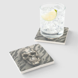 EXISTENTIAL LITE Memento Mori Camouflage Skull Steinuntersetzer