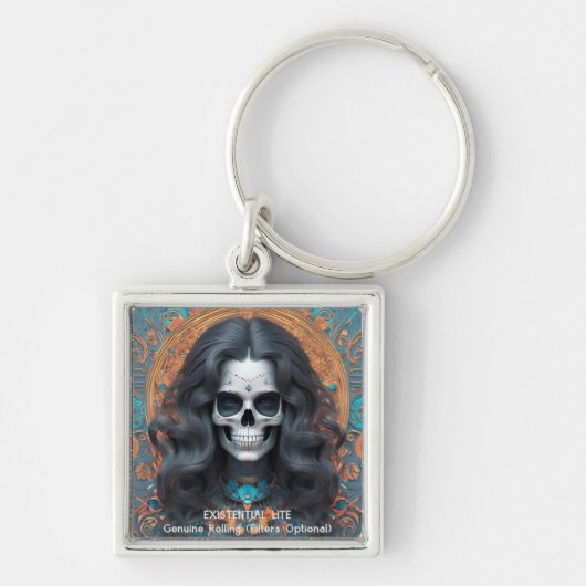 EXISTENTIAL LITE Memento Mori Femme Skull Schlüsselanhänger (Vorne)