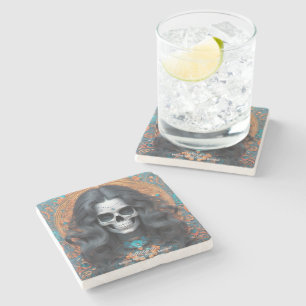 EXISTENTIAL LITE Memento Mori Femme Skull Steinuntersetzer