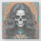 EXISTENTIAL LITE Memento Mori Femme Skull Steinuntersetzer (Vorderseite)