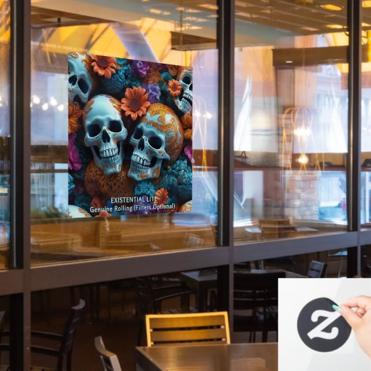 EXISTENTIAL LITE Memento Mori Lovers Skulls Fensteraufkleber (Restaurantfenster)