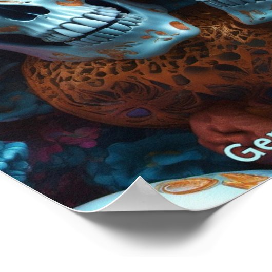 EXISTENTIAL LITE Memento Mori Lovers Skulls Poster (Ecke)